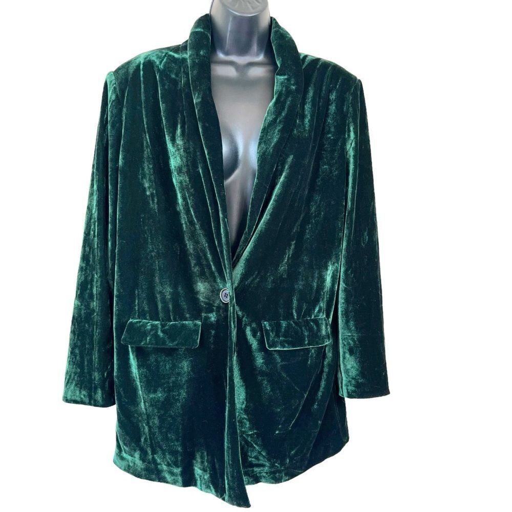 English Factory Green Velvety Velour Blazer
